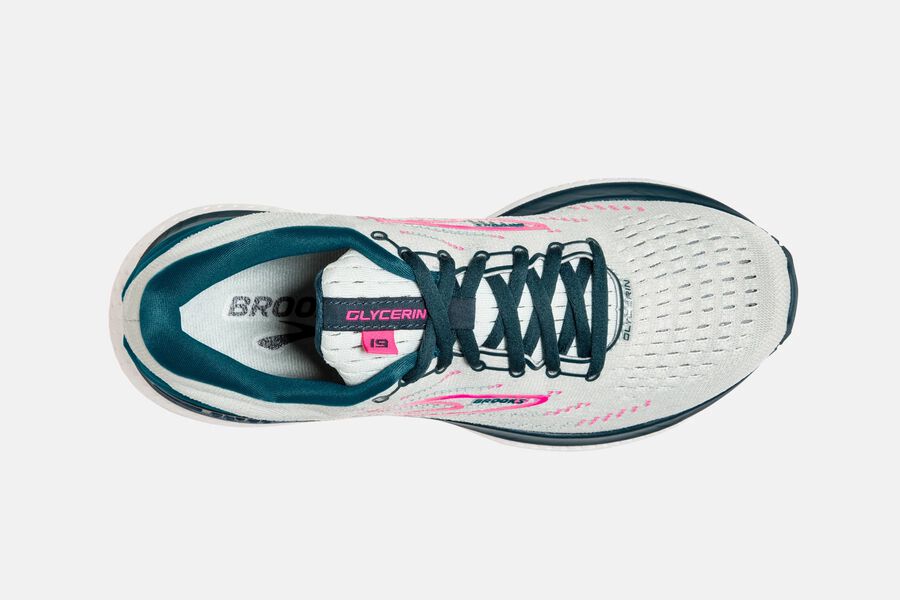 Brooks Glycerin 19 Road Running Shoes Womens - White/Pink - LRTUC-3649